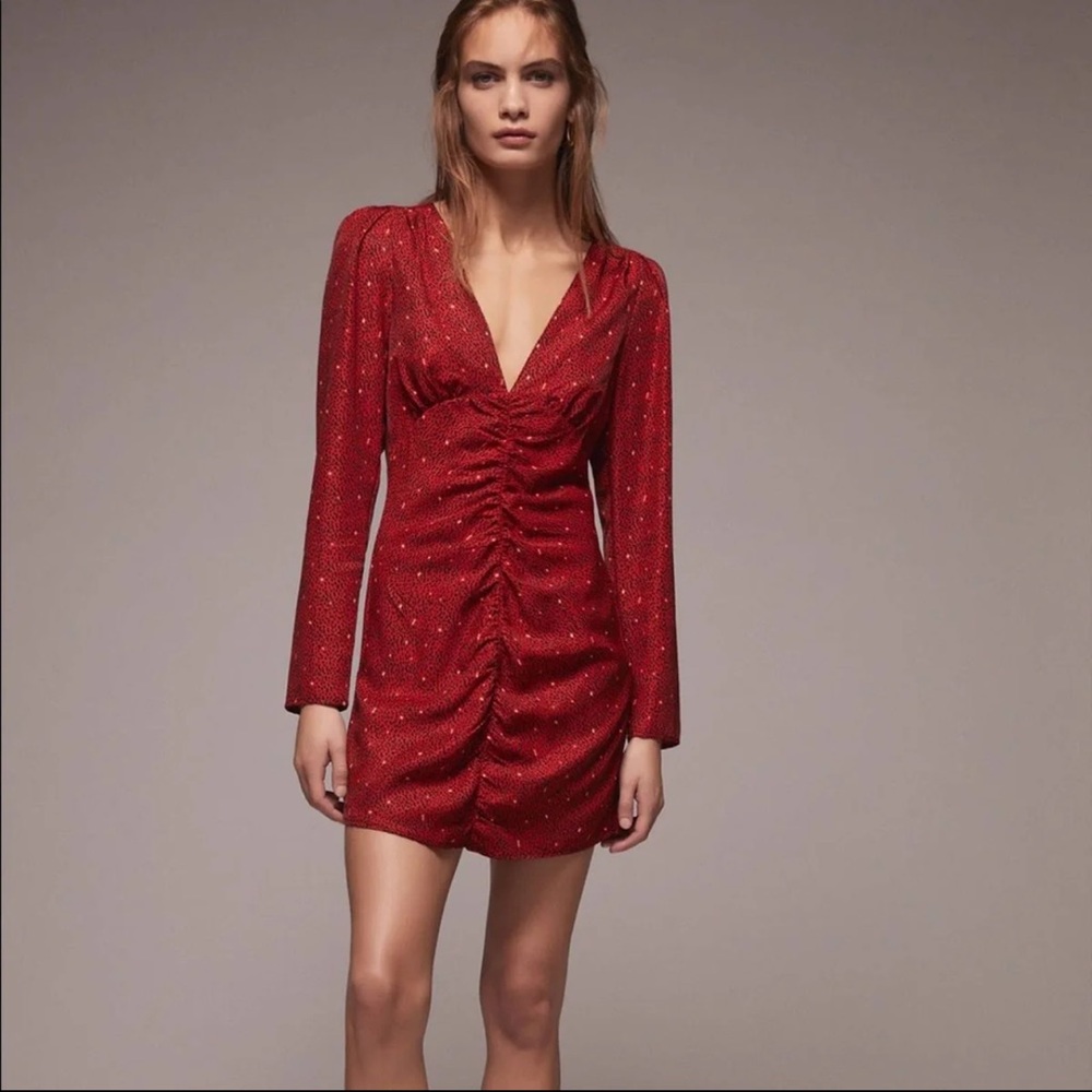 Zara red and black print dress - Picture 1 of 10